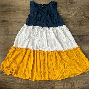 Robert Louis 100% rayon size S yellow white navy colorful